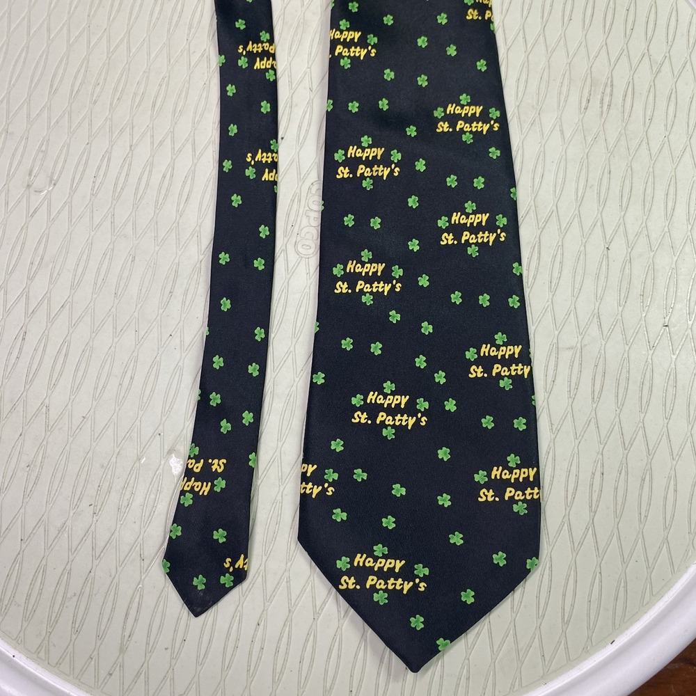 Parquet Mens‎ St. Patrick Day Black/Green Shamrock Irish Novelty Fun Tie 58"